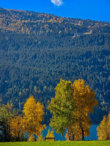 Autumn colours and a bench in Italy