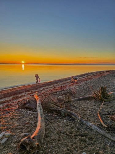 Sunset hike with family and dog